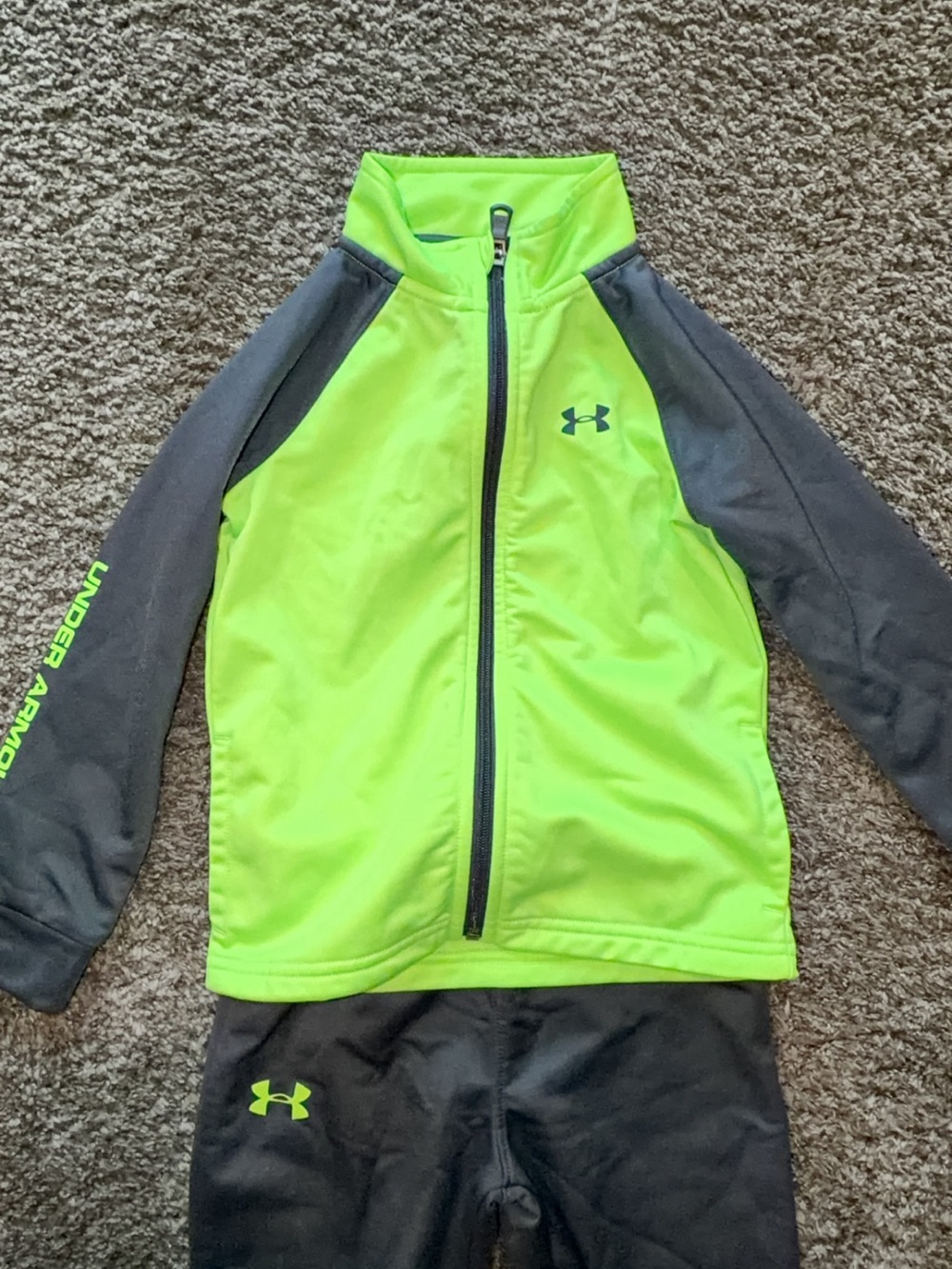 Under Armour Kids Neon Green & Gray Zip-Up Set